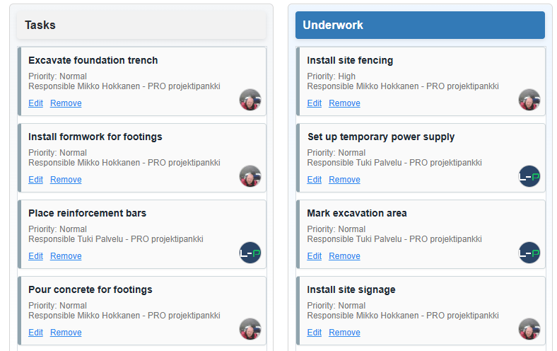 Construction Project Task Lists